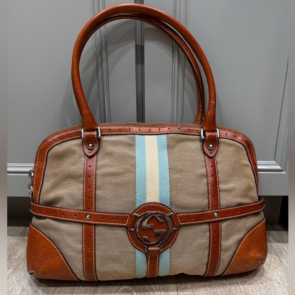 Authentic Gucci GG Reins Web Hobo